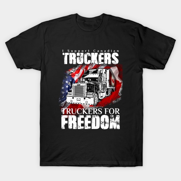 canada flag freedom convoy 2022 ottawa usa flag i support canadian Truckers T-Shirt by aeroloversclothing